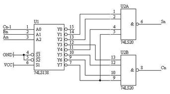 数字逻辑 用74138实现全加器仿真设计,画出逻辑图